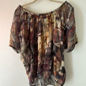 y2k sheer mixed print bling blouse